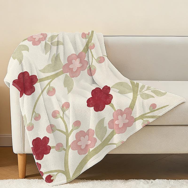 Floral Flannel Throw Blanket | Machine Washable, Soft & Cozy, Warm & Breathable - Ideal for Home, Office Napping, Christmas & Halloween Decor