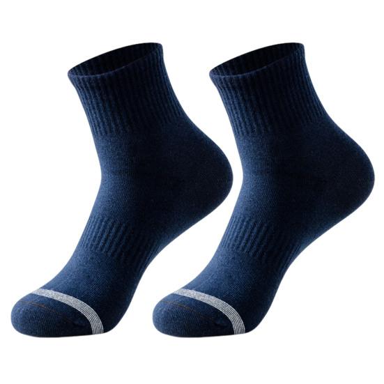 1 Pair Men Cotton Socks Mid-tube No Odor Striped Solid Color High Elasticity Anti-slip Breathable Soft Sweat-absorption Anti-shrink Sports Socks