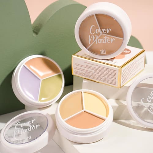 Xixi Genuine Concealer, 3 Colors, Concealer Palette, Shielding Plaster, Popular, Bear Remover, Blue Beard Concealer, High Coverage, Moisturizing, Make