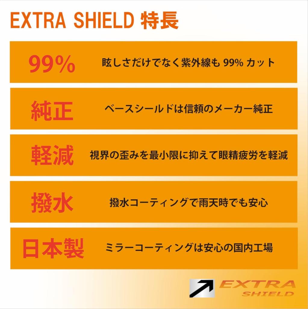 Yamashiro EXTRA Shield Motorcycle Helmet Mirror Shield for Shoei Compatible with Model EX122500 (Extra Shield) CJ-3, Yellow/Silver, EX-ZERO/J/O,