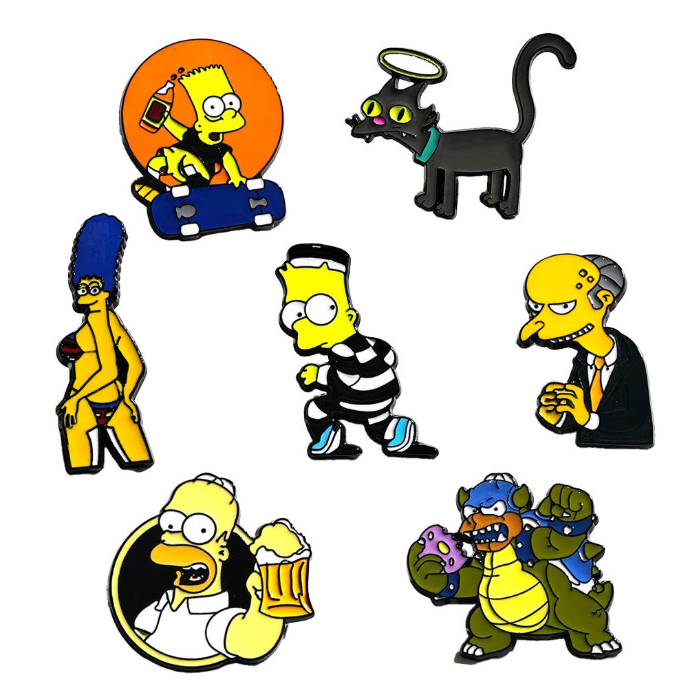 The Simpsons Cartoon Brooch: Cute and Funny Metal Pin Badge for Clothing Decoration