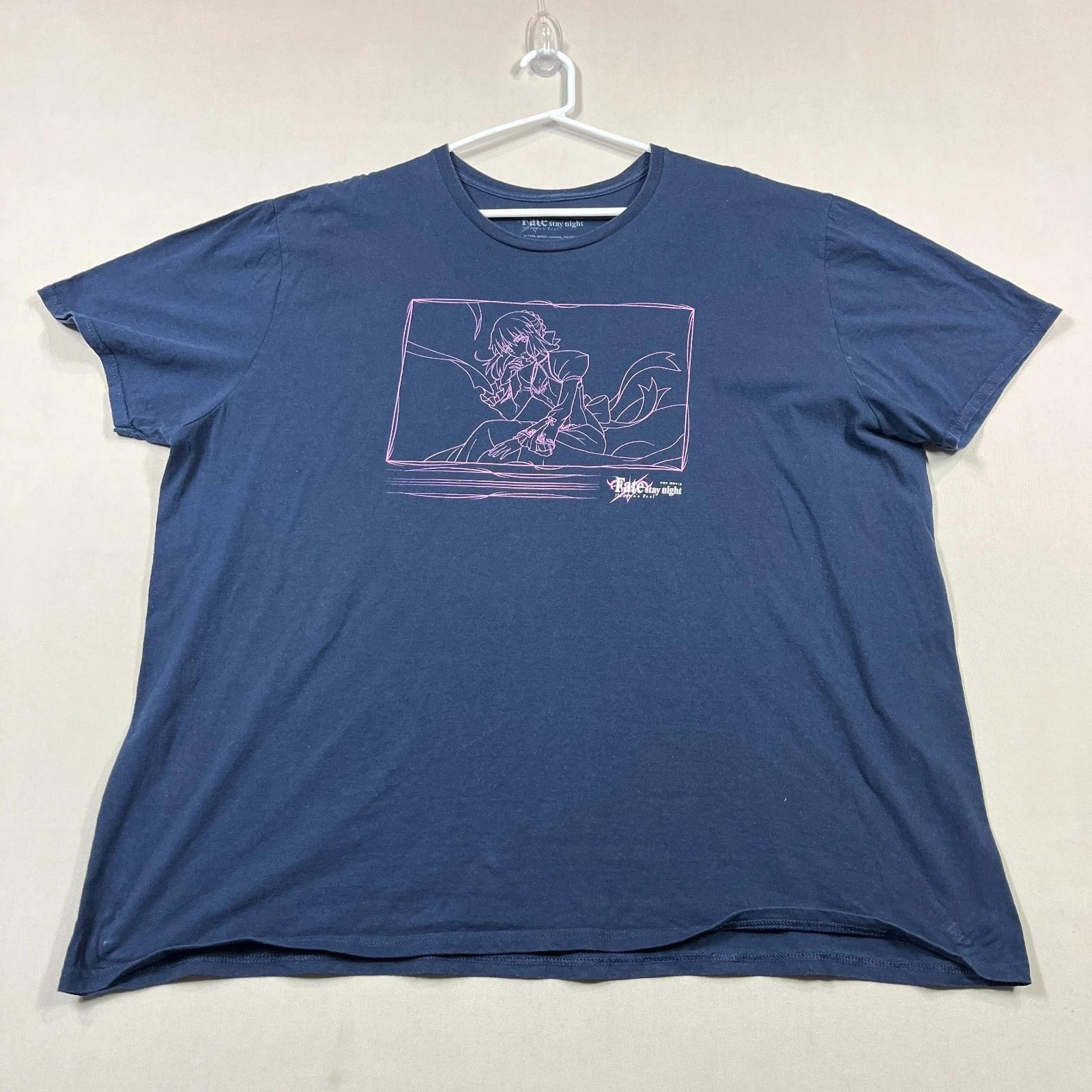Fate Stay Night Heavens Feel Anime Blue Tee Cotton T Shirt Mens 3XL XXXL S