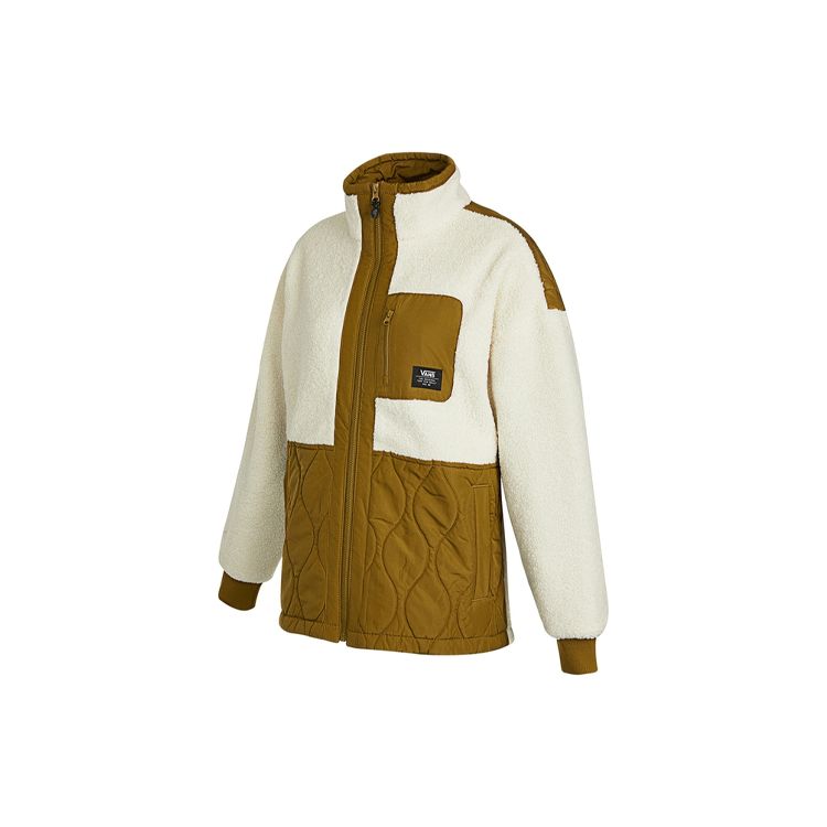 

Vans Color Block Zipper Stand Collar Jacket Women jackets Brown VN0A54MC3KS L