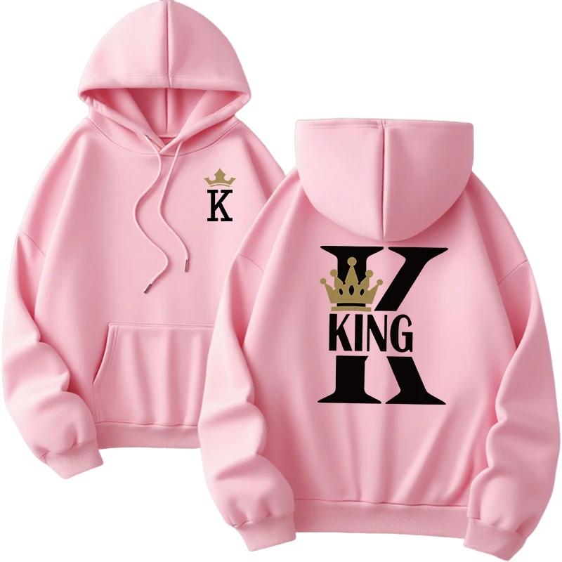 Mens Womens Hoodies King Queen Printing Sweatshirts Versatile Casual Couple's Clothing Daily Pullover Fall Winter