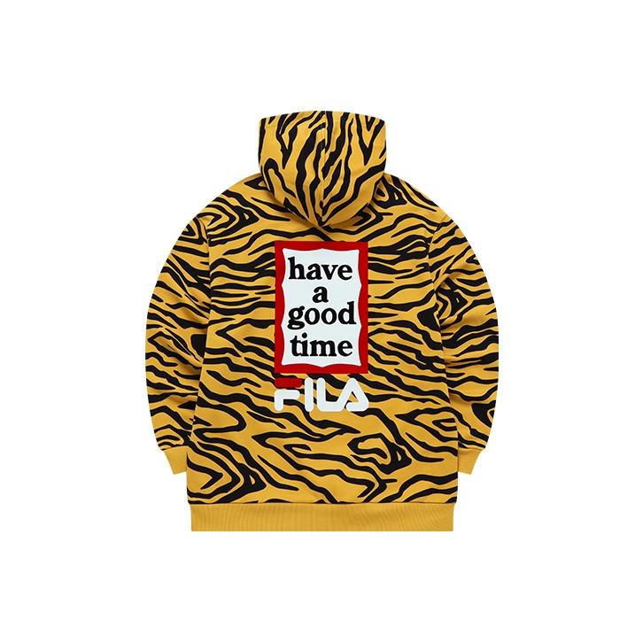 FILA X Have A Good Time Коллаборация Серия Год Тигра Худи Свободной вязки с принтом тигра Мужские худи F11U219206F-ZA M