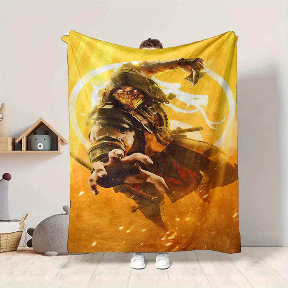 1pc Mortal Kombat Blanket Lightweight Flannel Throw For Sofa, Bed, Travel, Camping, Livingroom, Office, Couch, Chair, And Bed