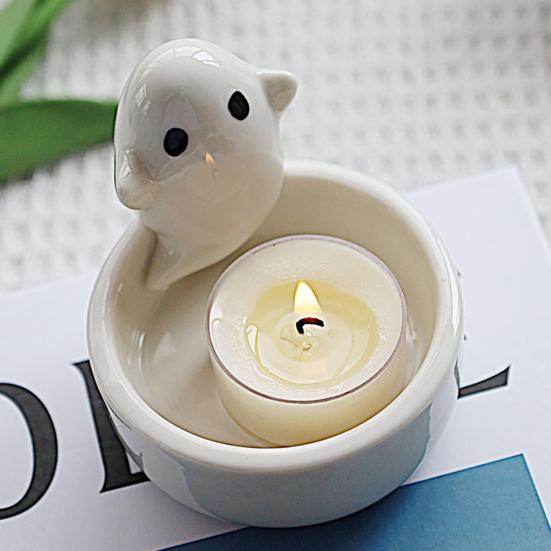 Resin Ghost Candle Holder Rabbit Dog Tea Scented Candle Candlestick Living Room Bathroom