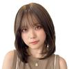 AQUADOLL Medium Bob Wig with See-Through Bangs, Blonde, Pink, High-Tone, Free Size, SBR, See-Through Brown (wg367SBR)