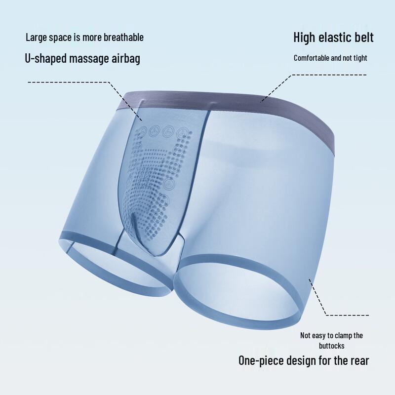 Herbal First Color Men's Ice Silk Seamless Antibacterial Boxer Briefs