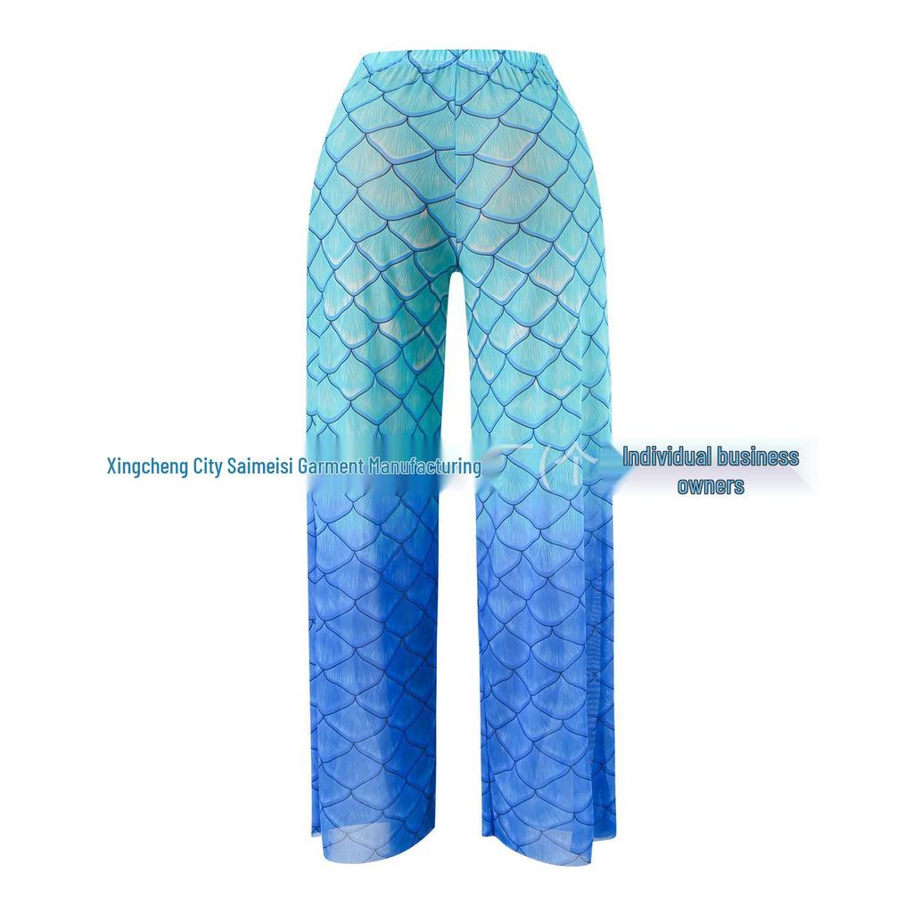 Russian Fish Scale Mesh Long Sleeve Swimsuit