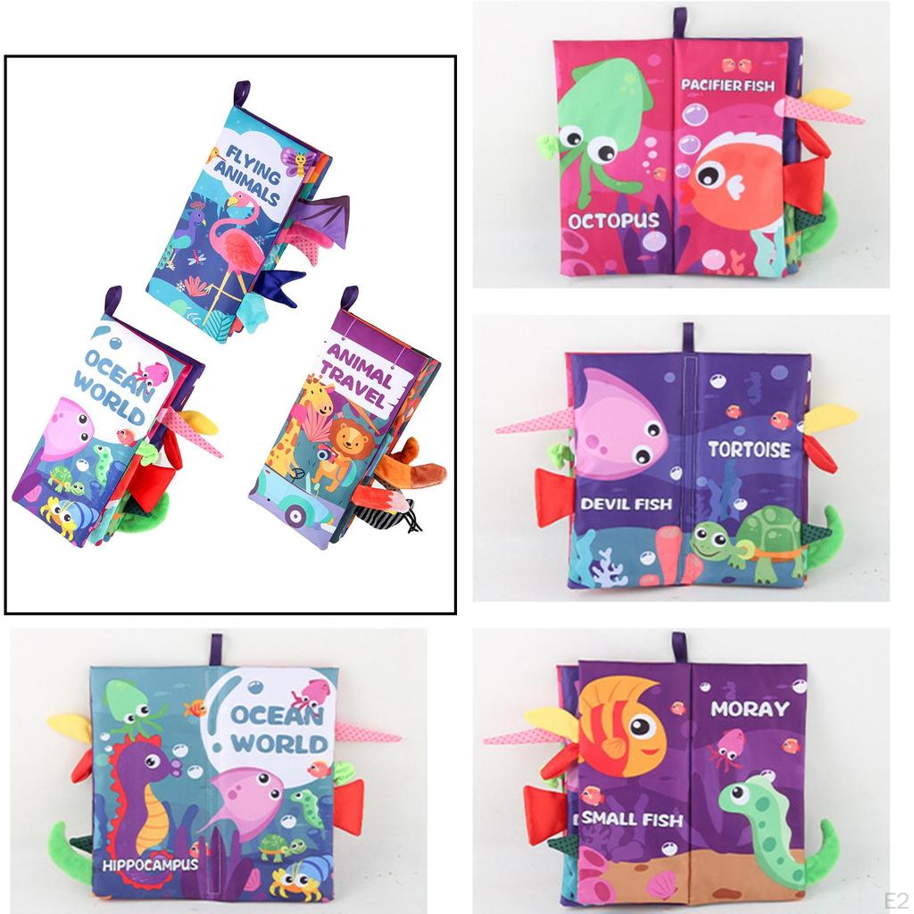 Book, Infants Newborn Cloth Book with Crinkly Sounds, , Cartoon Pictures, Baby