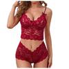 European and American Erotic Underwear Sexy Perspective Lace Suspender Adjustment Chest Wrap Three-point Set