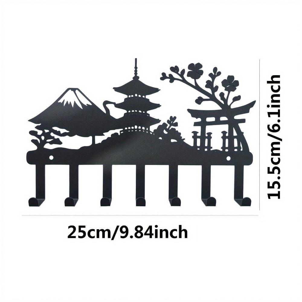 Wall Mounted Black Metal Key Hooks Shelf for Hallway Kitchen Bathroom Bedroom 16x25