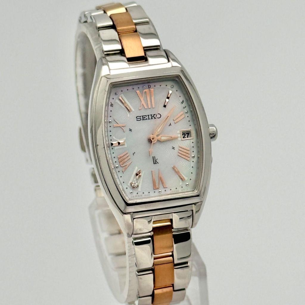 Used Seiko Lukia Shell 1P Diamond 1B32-0AA0 Tonneau Radio Solar Women's Watch 231