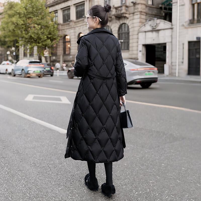 Chaqueta Larga de Invierno con Solapa de Plumón al 90% para Mujer Sibaishe