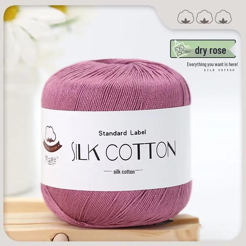 Spring/Summer No. 6 Lace DIY Knitting Silk Cotton Yarn - Skin-Friendly, Non-Pilling, Medium-Fine Crochet Pure Cotton