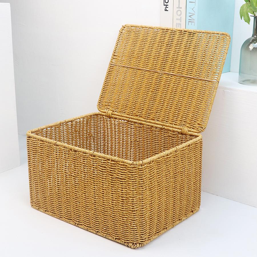 Imitation Rattan Storage Basket Household Large-capacity Clothes Sundries Desktop Snacks Toys Sorting Kitchen Storage Basket