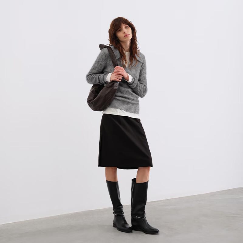 GREEN BELT Women's Slim Fit V-Neck Long Sleeve Knit Top