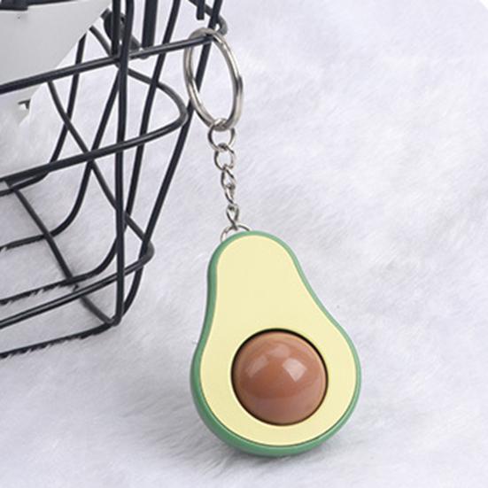 Avocado Keychain Fidget Toy with Rolling Ball Core Stress Relief Portable Fruit Roller Massage Bead Sensory Toy Keyring Pendant Kids Adults Gift