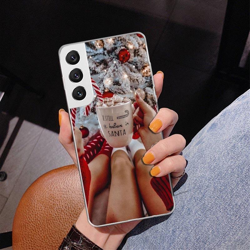 Winter Coffee Christmas Phone Case For Samsung Galaxy S24 S25 Edge S26 Ultra S23 S22 S21 Plus S20 FE + Personalized Print Cover