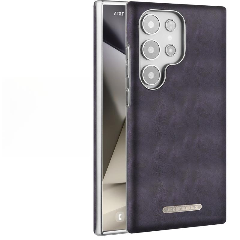 Suitable for Samsung S24ultra Phone Case Oil Wax Magnetic Attraction Samsung All-inclusive S25u Business 25p High-end Leather Case