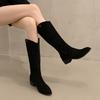 Cow velvet two-wear stacking boots women's new outdoor western cowboy boots V-port long knight boots in autumn and winter 2025