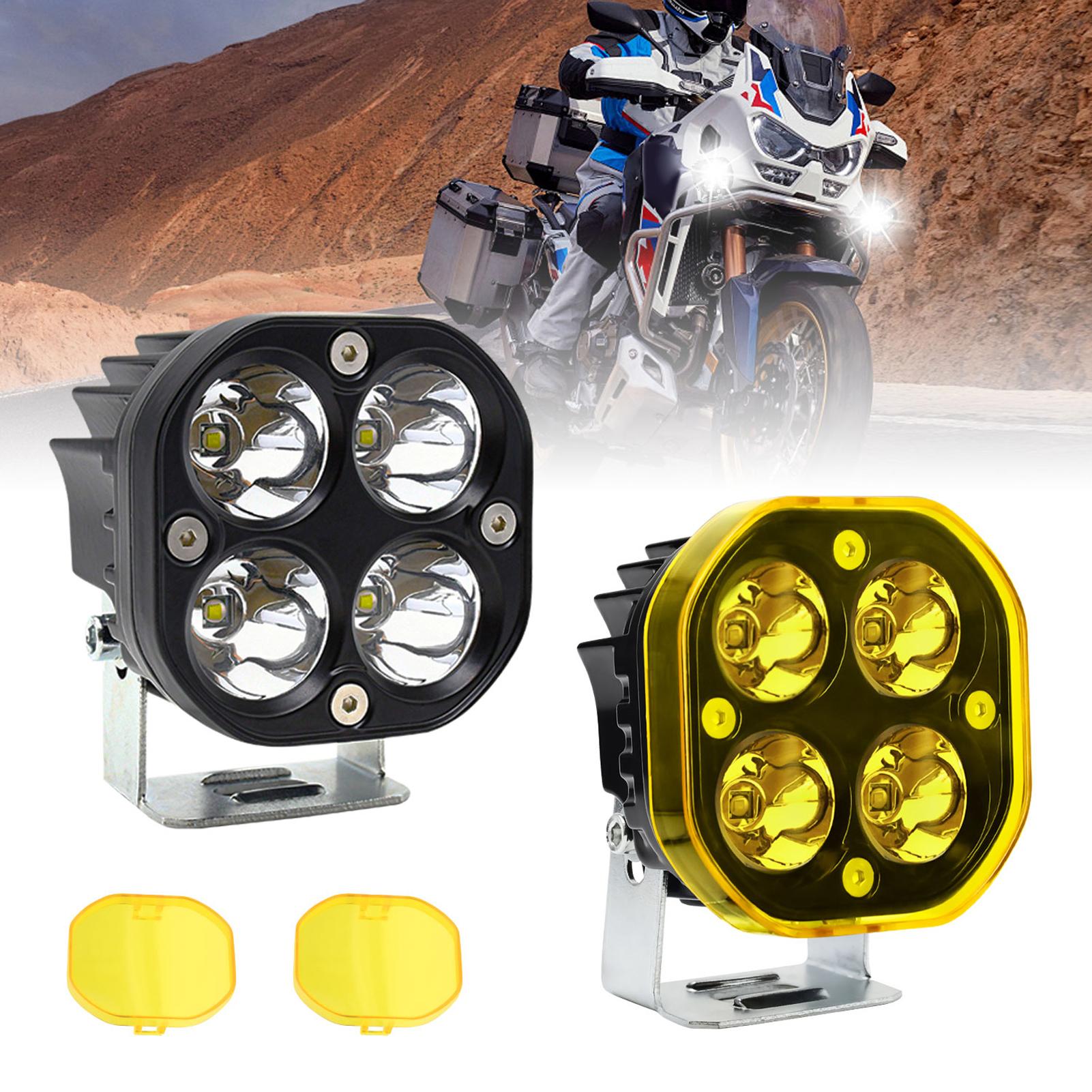 

2 комплекта противотуманных фар для бездорожья мотоцикла, 3-дюймовые светодиодные фары с желтыми крышками и кронштейнами, прожекторы