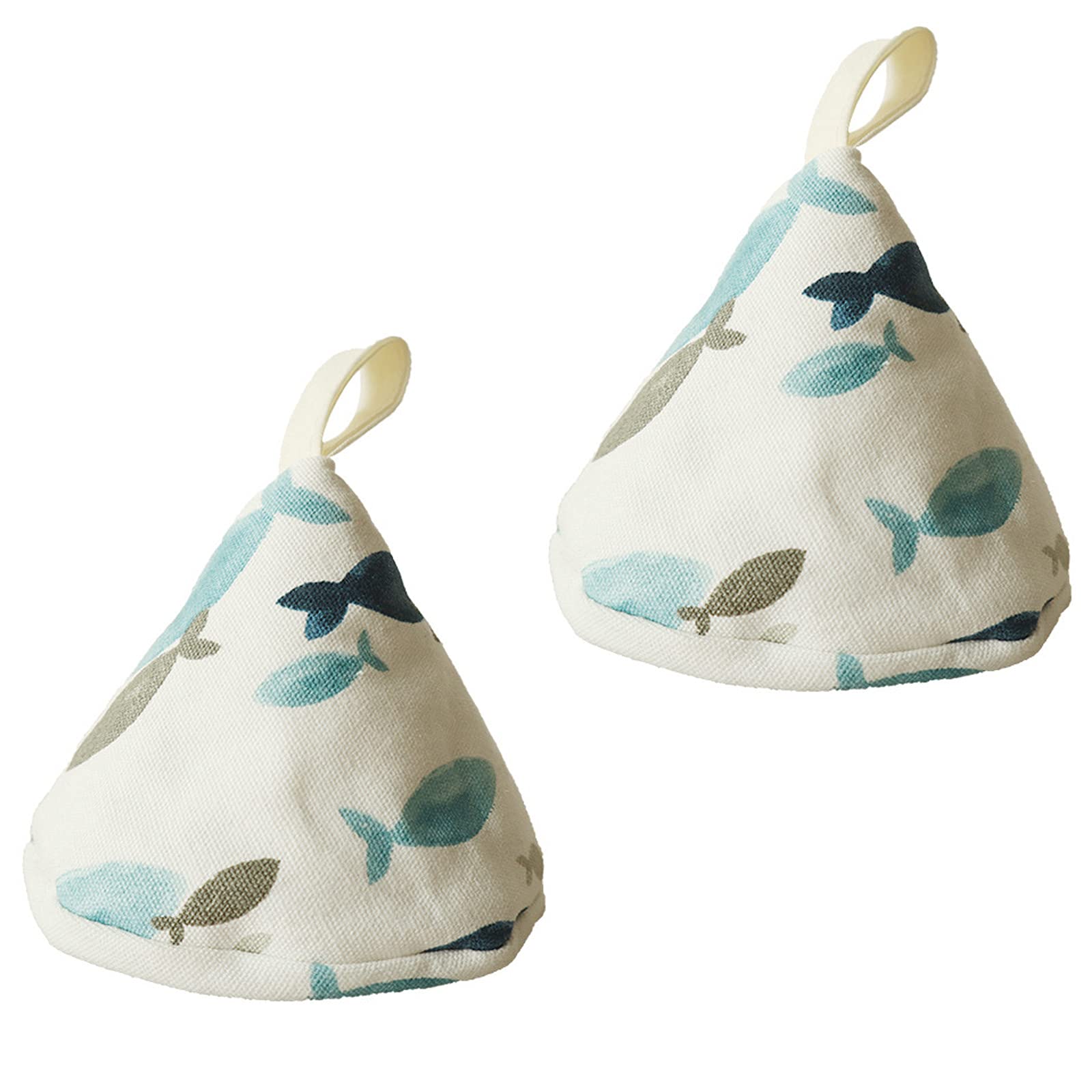 

Hakona Triangular Pot Holders, Set of 2, Stylish and Cute, Nordic-Style Fish Pattern, Heat-Resistant Mitts with Iron-On Handles, Non-Slip Thickness,