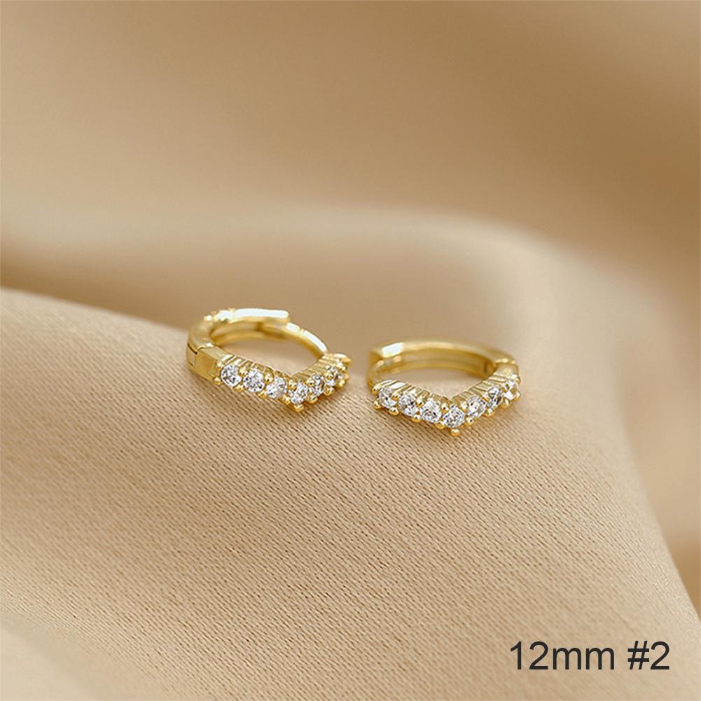 1 Pair Gold-plated Mini Zircon Hoop Earrings Rhinestone Piercing Ear Clip Cubic Otic Cartilage Earring Stud Women Ear Ornament