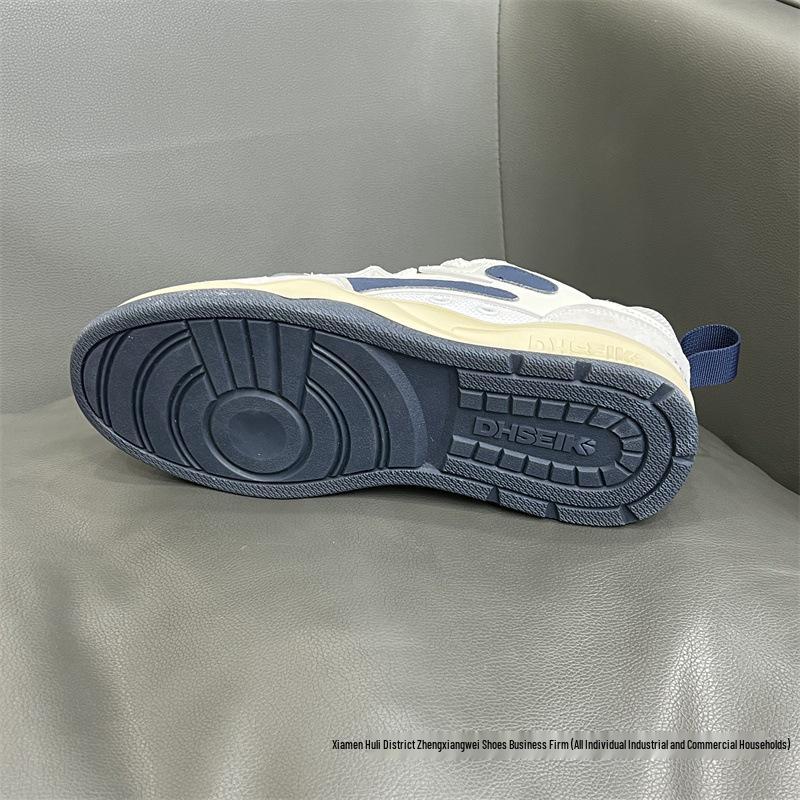 Zapatillas de Skate Europeas para Hombre Colorblock - Ligeras, Suela Blanda, Caña Baja Blanca para Deportes Juveniles, Primavera 2025.