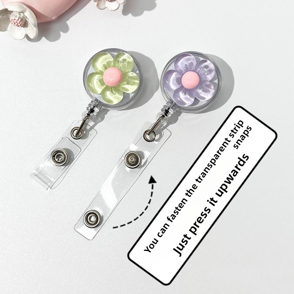 Cute Floral Badge Reel Retractable ID Card Badge Holder Clip Worker ID Card Pull Buckle  For Women