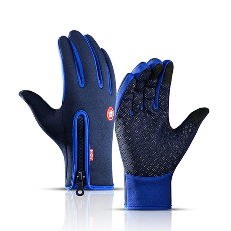 

Men Women Cycling Winter Warm Sport Gloves Touchscreen Outdoor Fishing Splash-proof Skiing Snowboard Nonslip Zipper Gloves M