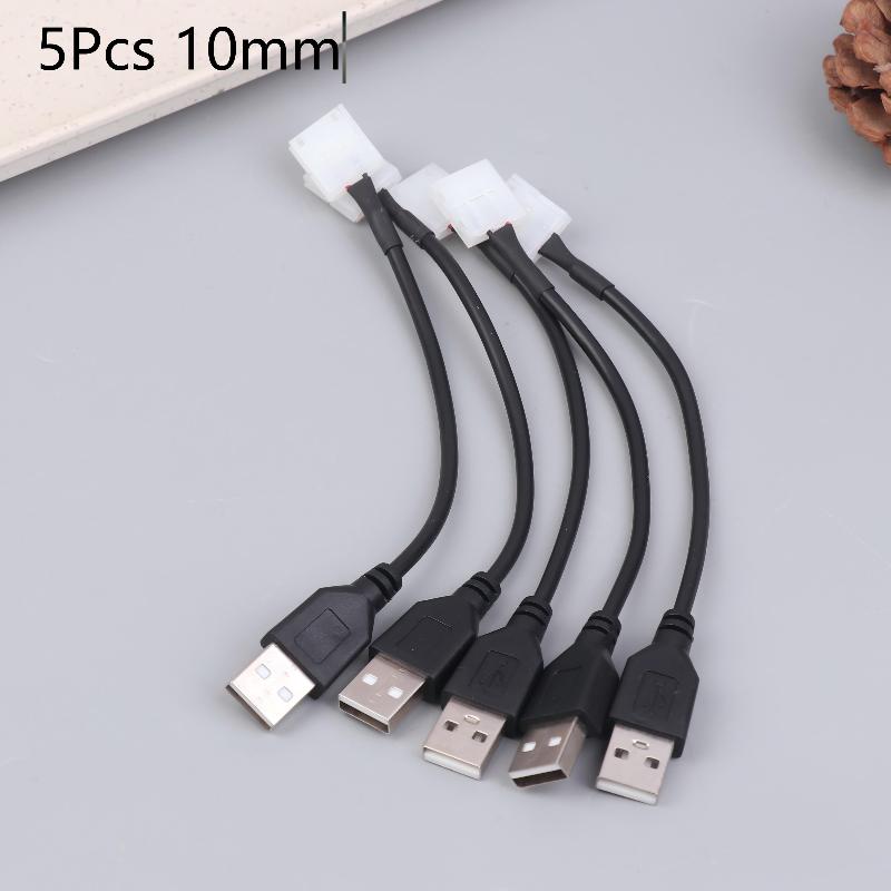 5/10Pcs USB Cable Connector To 2pin 8mm/10mm Free Welding LED Strip Connector LED Ribbon Strip Light Adaptor