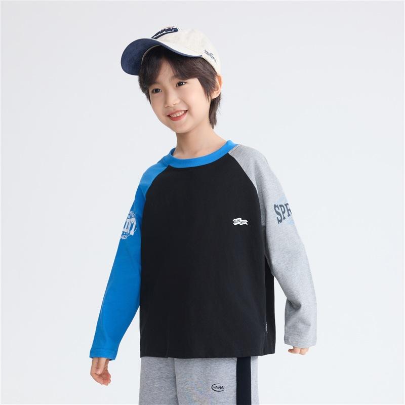 T-shirt casual stampata a maniche lunghe in cotone per bambini e ragazzi Abbigliamento autunnale