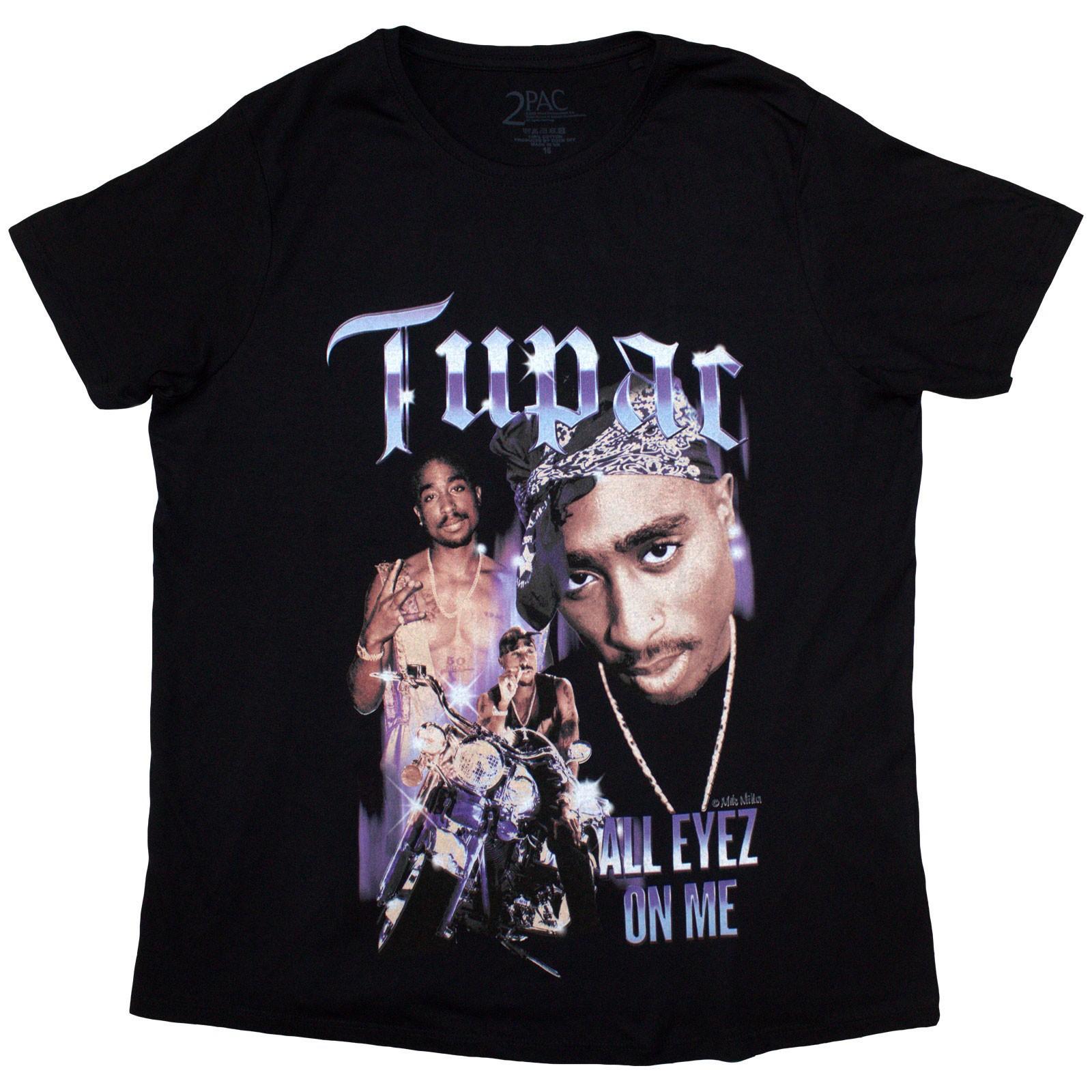 Men s Tupac All Eyez Blue Homage T-shirt Small Black M