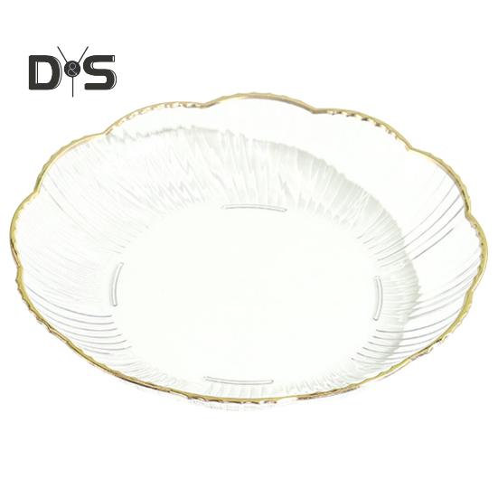 Transparent Fruit Plate Golden Edge Stackable Snacks Serving Platter Unbreakable Round Salad Dessert Dinner Plate Dining Room Supplies