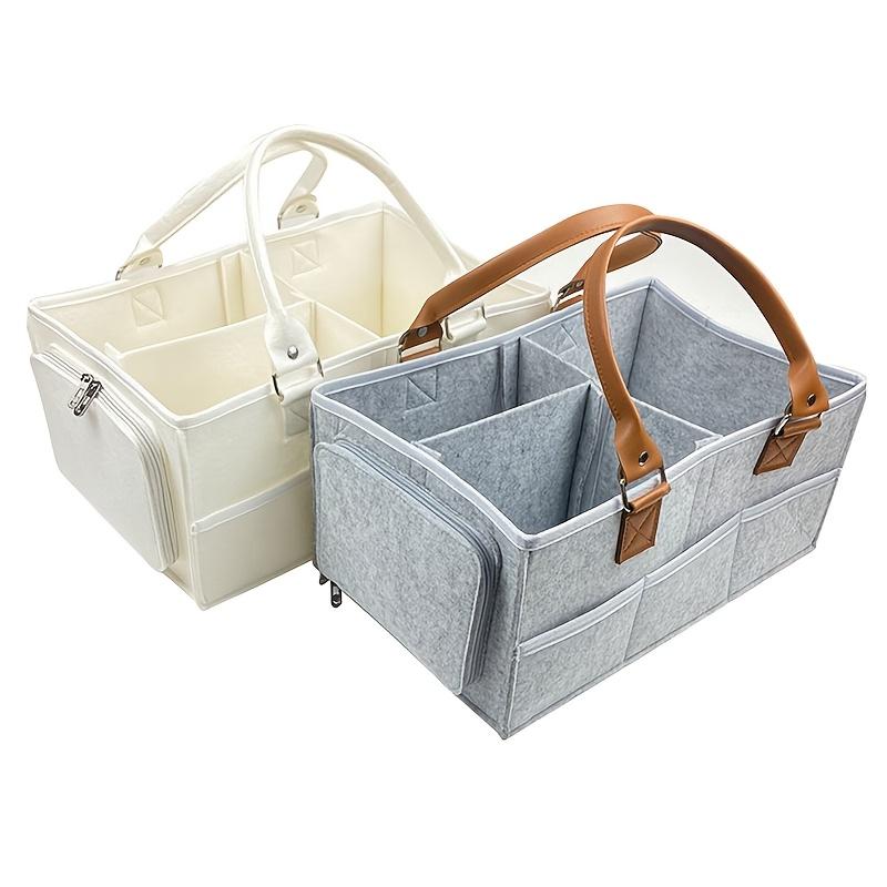 Durable Gray Faux Fur Fabric Storage Bag with Multiple Compartments Foldable Organizer for Home, Travel Travel Organizer
