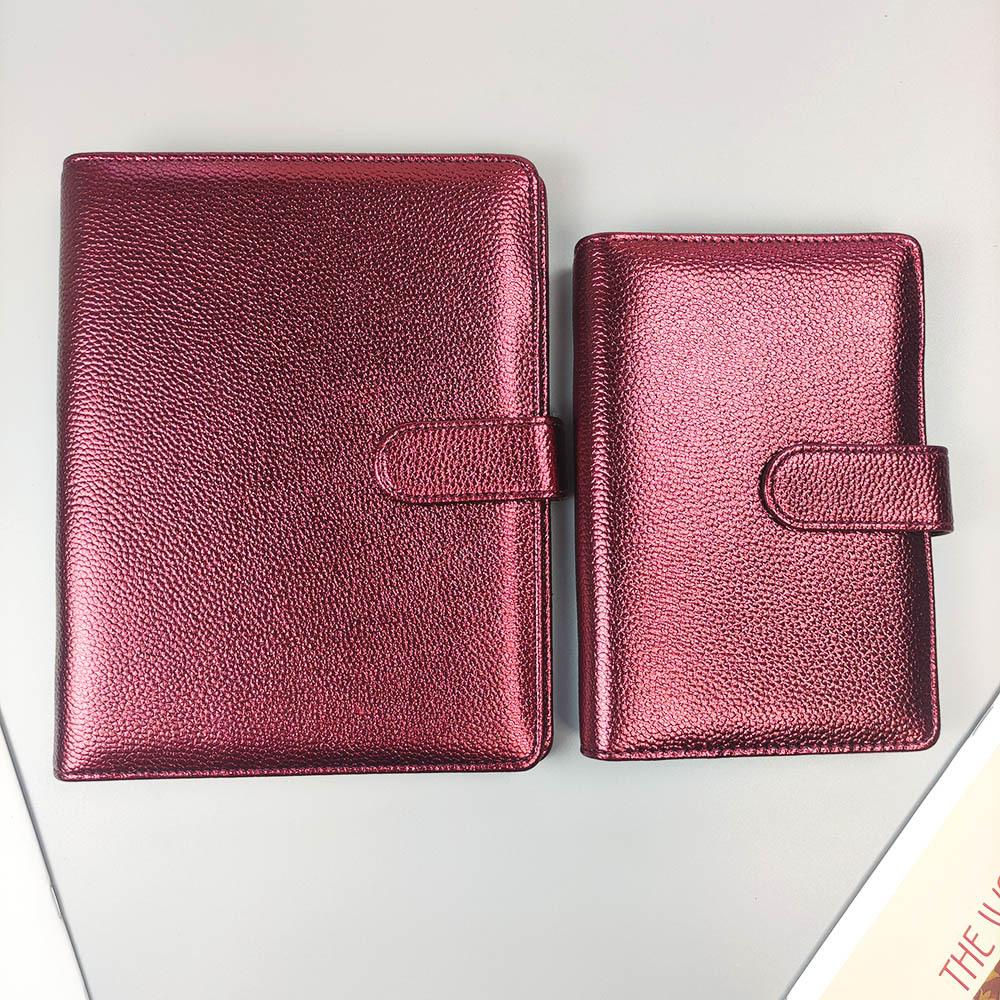A5 A6 Metallic Texture PU Leather DIY Binder Photocards Collect Book Diary Agenda Planner Cover Stationery