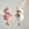 WTEMPO Charming Angel Round-Bellied Deer Antler Doll Hanging Pendents White Pink Christmas Ornaments Easy-Hang for Christmas Tree & Festive Party