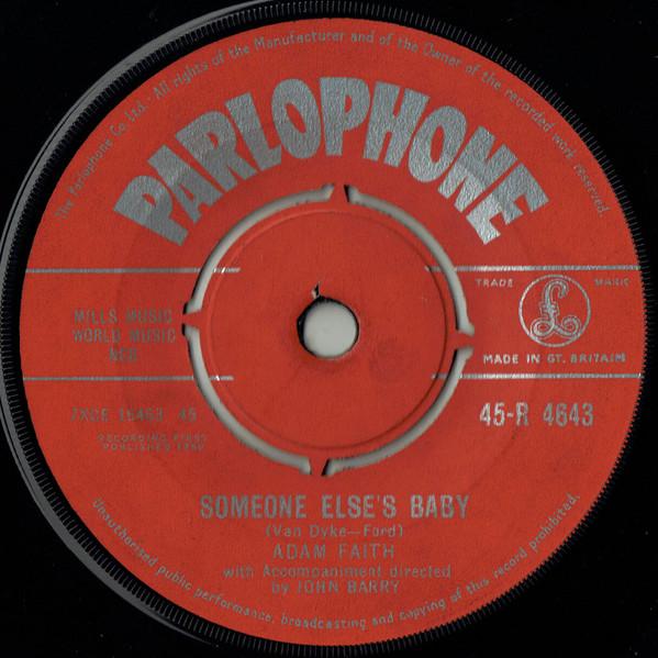 

7inch Record ADAM FAITH - Someone Else s Baby 45R4643 Parlophone 1960 UK Rock Used
