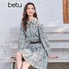 Betu Women's Vintage Plaid Cotton Shirtdress