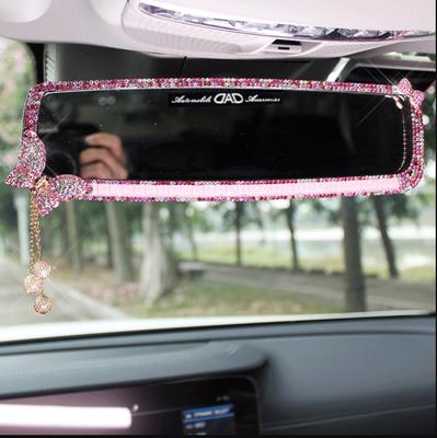 Mielas animacinis drugelis su kalnų krištolu automobilio salono veidrodžio dekoras, kaspinėlis, krištolinis deimantas, galinio veidrodžio papuošalas, moteriški automobilio aksesuarai