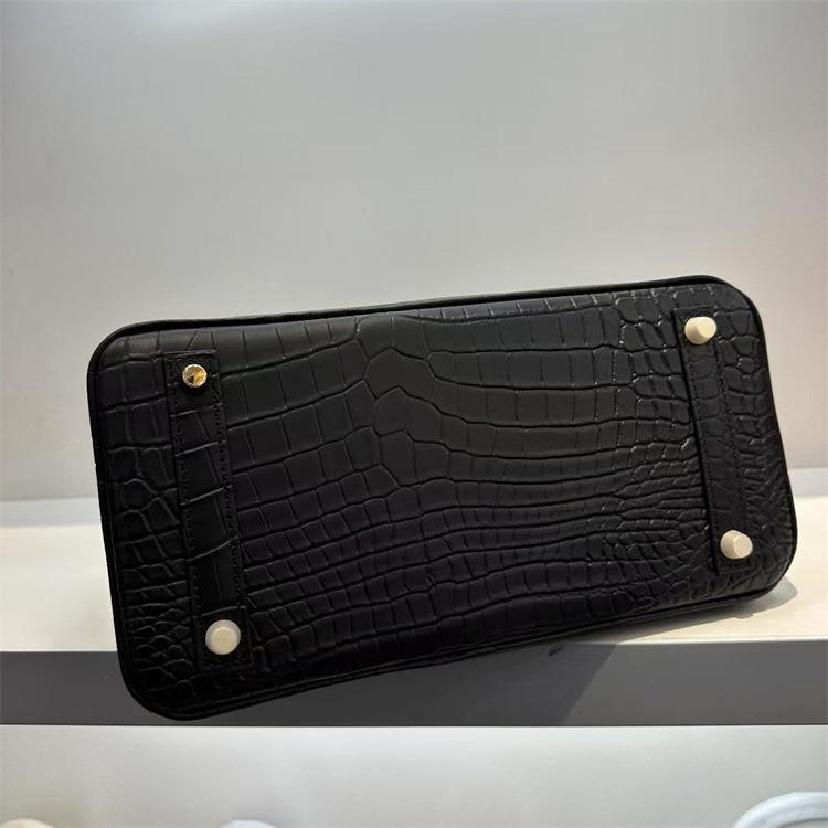 Pelle bovina primo strato motivo alligatore opaca portatile a spalla a tracolla borsa da donna premium transfrontaliera