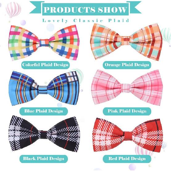 PAWCHIE Plaid Dog Bow Ties 6 Pcs - Cute Dog Collar Attachment Bow Ties, Collar Charms Accessories Fit Small Medium Large Dogs Puppies Cat for Party