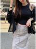 Korean Chic 2026 Spring/Autumn Casual Back Slit Double Pocket Midi Skirt for Women