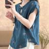Plus Size Women's Summer Retro Comfortable Blouse Cotton Linen Office Lady Fashion Arrival Trendy Breathable