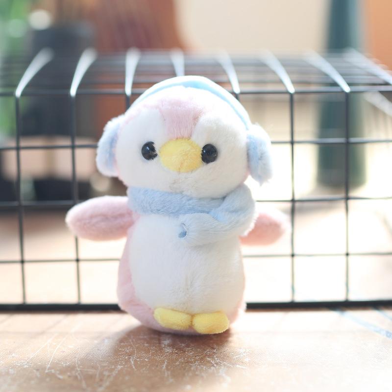 Sweet Cute Earphones Little Penguin Plush Doll Soft Ragdoll Keychain Pendants Girly Bag Hanging Ornaments Stuffed Toy Kids Gifts