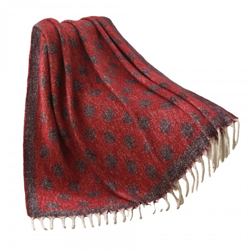 Cozy Winter Knit Throw Blanket With Polka Dot Jacquard Soft Fuzzy Mink Feel Fringed Shawl Sofa Bed