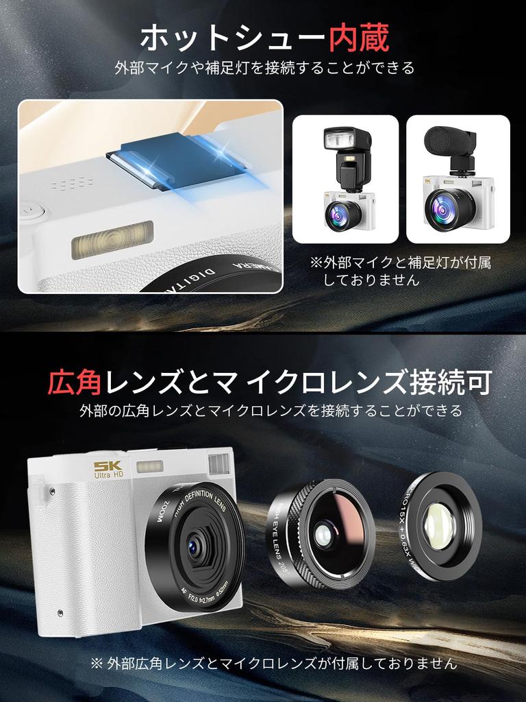 Moledro 5K 64MP Dual Lens Digital Camera with Smartphone 18x Digital Image Webcam for Large Two Compact and Portable Wi-Fi Transfer, Transfer, Zoom,