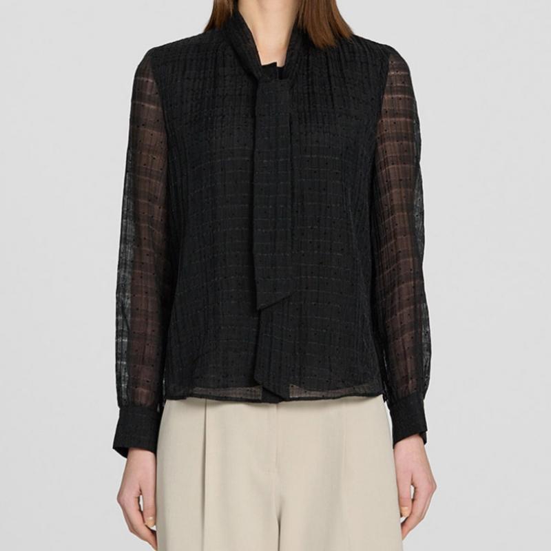 [She S miSS] Sheer Tie Neck blouSe Swwblp11010 Bk